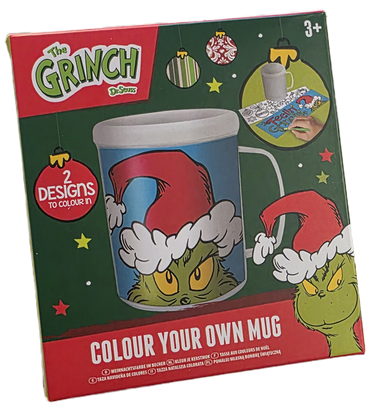 Grinch Colouring Mug with FREE Colouring Pencils - Perfect for Holiday Fun!